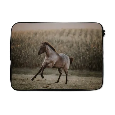 Produktbild von MuchoWow® Laptop Hülle 13 Zoll Pferd - Sand - Gras Laptoptasche - Laptophülle - Sleeve - Rundumschutz