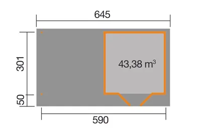 Produktbild von WEKA Designhaus 126 B Gr.2, 28 mm aus Holz Gartenhaus mit 28 mm Wandstärke Gartenhütte Fußboden inklusive Geräteschuppen 17,52 m² Flachdach