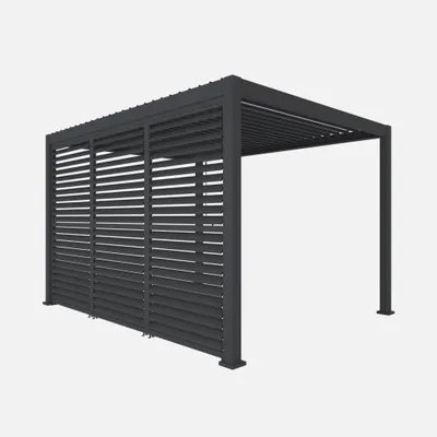 Immagine prodotto di Pergola bioclimatica 3x4m in alluminio  + 3 persiane 1.3m a lamelle orientabili, Antracite