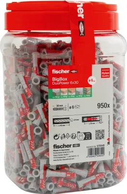 Obrázok produktu pre fischer 570548 fischer BigBox - DuoPower 6x30 570548 Universaldübel-Sortiment Ø 6 mm x 30 mm, 950 St.