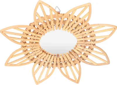 Image de Miroir de Maquillage Rattan Innovative Art Decoration Retro Dressing Bathroom Wall Hanging MirrorFlower