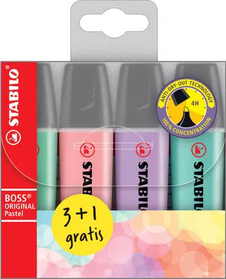 Produktbild von Stabilo Textmarker BOSS ORIGINAL Pastel 3+1 Etui 4 ST/4 Farben