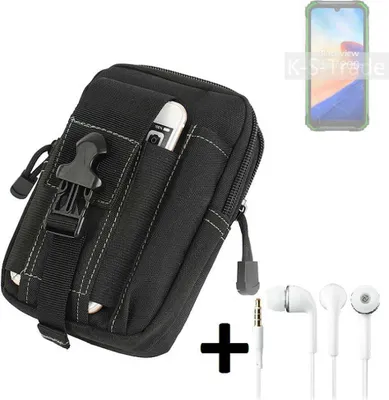 Produktbild von K-S-Trade Gürteltache + Kopfhörer kompatibel mit Blackview BV7200 Gürtel Tasche Holster Schutz Hülle Handy Hülle  schwarz inkl. Extrafächer