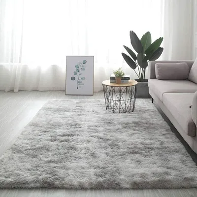 Immagine prodotto di Tappeto per soggiorno, lavabile, pelo lungo, pelo alto, design moderno, effetto morbido, colore grigio, dimensioni 160x230 cm