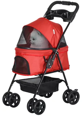 Produktbild von PawHut Hundewagen Pet Stroller für kleine Hunde Haustierwagen Oxford Rot