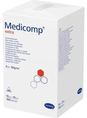 Productafbeelding van Medicomp extra absorberende gaaskompressen, 10 cm x 10 cm, niet steriel, 100 stuks