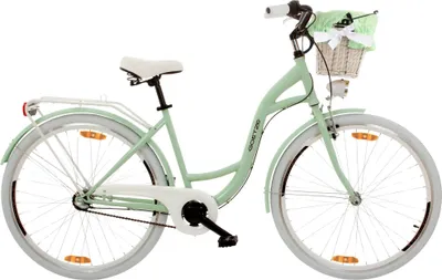 Produktbild von Goetze Style 28 Zoll City Bike, 18 Zoll Stahl Tiefeinsteiger, 3-Gang Shimano Nexus, Rücktrittbremse & V-Brake , LED-Beleuchtung, Rattankorb