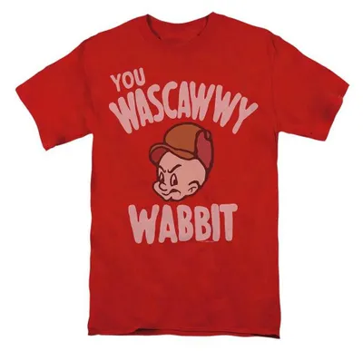 Image de T-shirt Looney Tunes, modèle "Wascawwy Wabbit", unie, pour hommes et femmes, référence TV37666 (taille M), couleur rouge, Image générée par une IA