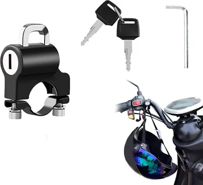 Helmschloss Für Motorrad & Fahrrad - Universell Mit 2 Schlüsseln Für 22-28mm Lenker