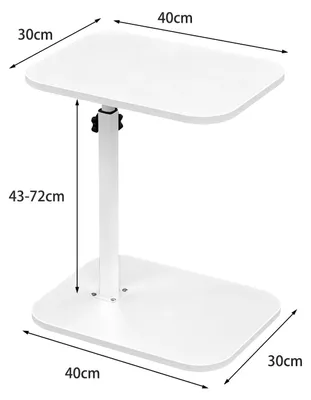 Zdjęcie produktu dla Stolik pomocniczy w kształcie litery C – stolik pod sofę / stolik pod laptopa – obracany o 360° – z regulacją wysokości – 30 x 40 cm – biały