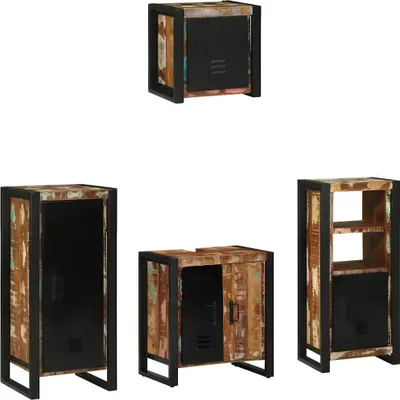 Image de vidaXL Ensemble de meubles de salle de bains avec étagère 4 pcs Bois massif upgecyclé
