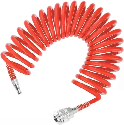 Image de Tuyau spirale en PU, 5 mètres, 6,5 x 10 mm, avec raccord rapide 1/4", pour air comprimé