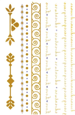 Produktbild von Flash Tattoo Metallic Temporary Einmal-Tattoo Klebe Gold Schriftzug Ornamente Armband Kette gold