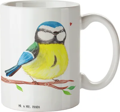 Produktbild von Mr. & Mrs. Panda Kinderbecher Vogel Blaumeise - Weiß - Geschenk, Mehrwegbecher, Osterhase, Haferl, Ostern, Plastikbecher, Frühling, Trinklernbecher, Ostergrüße, Pott