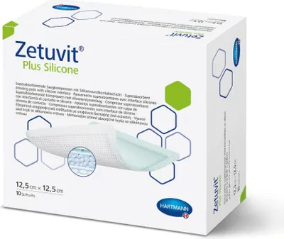 Produktbild von Hartmann Zetuvit® Plus Silicone, 12,5 x 12,5cm | Packung (10 Stück)