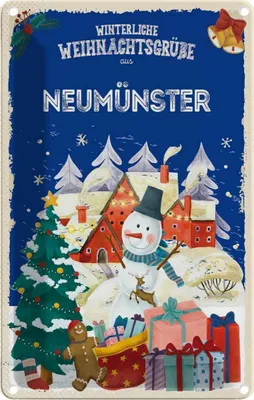 Produktbild von vianmo Blechschild 18x12 cm Weihnachtsgrüße NEUMÜNSTER Weihnachten