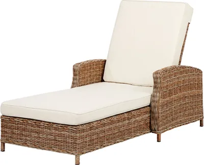 Produktbild von Gotland Sonnenliege Polyrattan mit Kissen natur, offwhite.