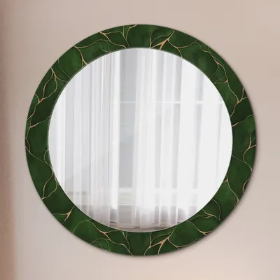 Produktbild von Wohnzimmer Spiegel - Mirror zum Wandspiegel Schlafzimmer – Schminkspiegel - Abstrakt Blatt - Runder: Ø70cm
