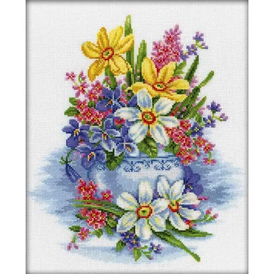 Produktbild von RTO Kreuzstich Set "Zarte Blumen " M276, Zählmuster, 26x32 cm