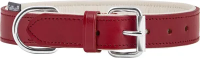 Produktbild von Knuffelwuff Weiches Echtleder Hundehalsband Basic Plus 28x36x2,0 cm Rot