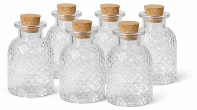 Obrázek produktu pro Sada 6 skleněných lahviček o objemu 100 ml s korkovou zátkou – průhledné, vhodné pro DIY projekty a jako dárky