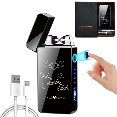 Immagine prodotto di Accendino elettronico ricaricabile tramite USB con incisione "Ti amo", colore nero