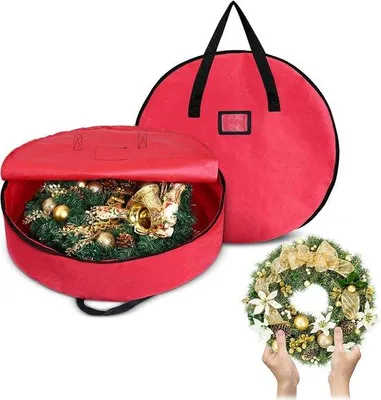 Imagen del producto de Conjunto de 2 cestas decorativas para tornillos, con estructura de acero, ideales para vacaciones, Navidad, Acción de Gracias, Halloween. Cesta decorativa (roja, 61 cm)