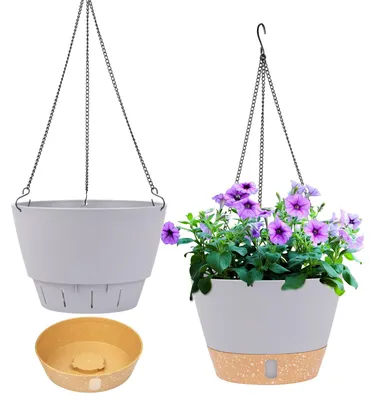 Produktbild von Hängende Pflanzenkästen Set, 20 cm, 2-teilig, mit Abflussloch und 3 Haken, für Innen und Außen