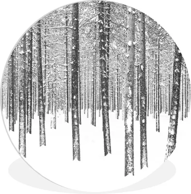 Produktbild von MuchoWow® Rundes Wandbild - Runde Bilder Tannenbäume im Schnee Ø 90 cm Kreis Wanddekoration Kunststoff - Wandkreis - Wandschmuck - Wand-Kreis - Wohnzimmer - Bild - Runde - Wanddeko - Dibond - Kunstdrucke