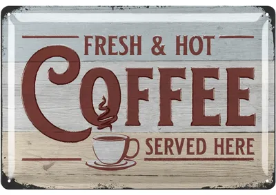 Produktbild von LANOLU Blechschild Kaffee retro, COFFEE Schild, Küchen Deko vintage Geschenk für die Coffee Bar, Dekoration Küche, retro Diner Deko 20x30cm