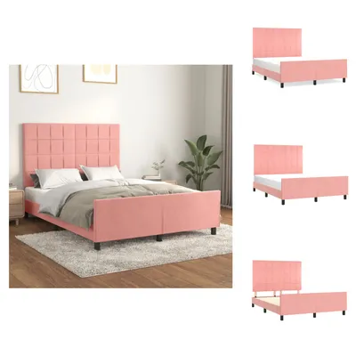 Produktbild von vidaXL Bettgestell mit Kopfteil Rosa 140x200 cm Samt - Betten & Bettgestelle