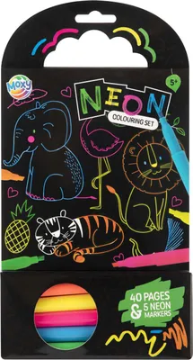 Produktbild von Malbuch „Tiere“ mit 5 Neonstiften, 40 Seiten