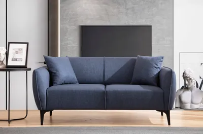 Obrázek produktu pro Hanah Home, Belissimo- ARE1533, modrá, rozkládací pohovka, rám: Buková dřevotříska / dřevotříska