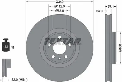 Produktbild von 2x TEXTAR Bremsscheibe 92289305 für VW Touareg (CR7) für AUDI Q7 (4MB) Q5 (FYB)