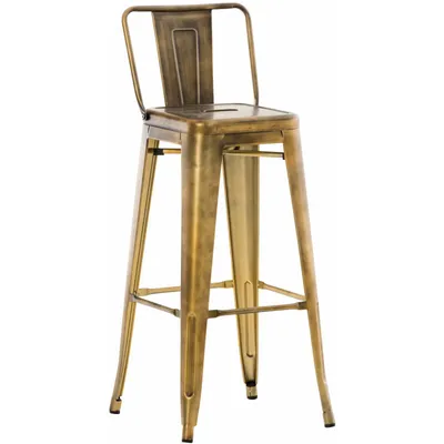 Produktbild von CLP Barhocker mit Lehne im Industrial-Look Mason, mit Rückenlehne und Fußablage gold