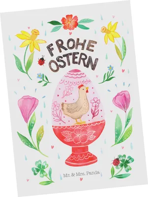 Produktbild von Mr. & Mrs. Panda Postkarte Ostern Ei - Weiß - Geschenk, Postkarten, Grußkarte, Ansichtskarte, Fotokarte, Ansichtskarten