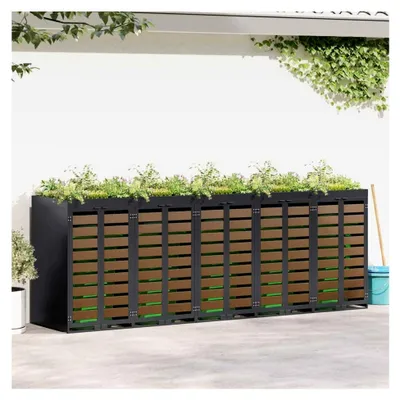 Produktbild von Müllbehälter für 5 Tonnen 340 x 77,5 x 121,5 cm Stahl, Mülltonnenbox für Garten, wetterfest für Reihenhäuser, Mehrfamilienhäuser und Gewerbeflächen