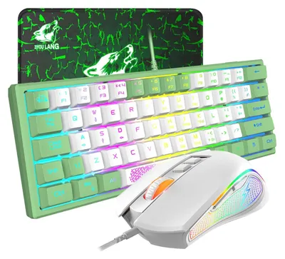 Produktbild von Tastatur Maus mit Kabel, mäuse, tastaturen & eingabegeräte, Gaming-Tastatur-Maus mechanische Feel, Tastatur Maus bis zu 3600 DPI, optische 7 Tasten PC