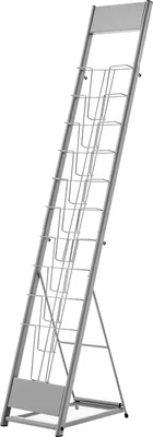 Immagine prodotto di Portadepliant SucceBuy con 10 scomparti, porta riviste e porta cataloghi, ideale per fiere, uffici, esposizioni e negozi, argento