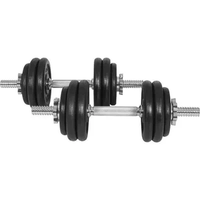 Produktbild von GYRONETICS® Kurzhanteln 30 kg - 2er Set, 25 mm, 4 x 1,25kg, 8 x 2,5kg Gewichte, Hantelscheiben aus Gusseisen, 2 Kurzhantelstangen 43cm mit 4 Sternverschlüssen, gerändelt - Hantelset, Gewichten