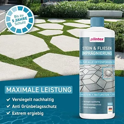 Produktbild von PLINTEX® [1L] Steinimprägnierung Außen & Innen I Stein Imprägnierung universell anwendbar I Naturstein, Steinplatten, Pflasterstein I Steinversiegelung