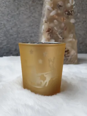 Produktbild von Gi225-klein gold Teelicht aus Glas Motiv Schlitten Gilde