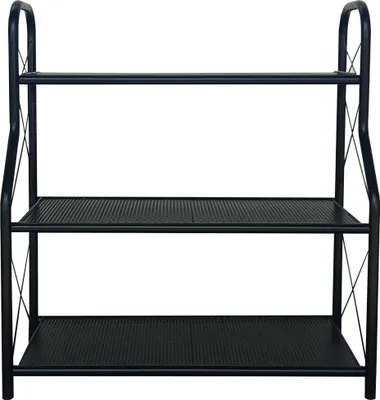 Produktbild von Stabiles Metall-Blumenregal Allzweck-Standregal 68×30×77 cm, 3 Ebenen, matt schwarz, Industriedesign Pflanzenständer Blumentreppe Outdoor