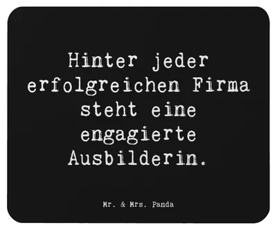 Produktbild von Mr. & Mrs. Panda Mousepad Spruch Engagierte Ausbilderin - Schwarz - Geschenk, Berufsalltag, handgefertigte Geschenke, Motivation, Berufsleben, Unterstützung, Mouse Pad