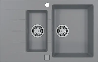 Produktbild von ALVEUS GRANITAL 1,5 Becken Spüle CADIT 70 in CONCRETE mit Pop-up-Siphon / Ausschnittmaß 770 x 480 mm / Granitspüle