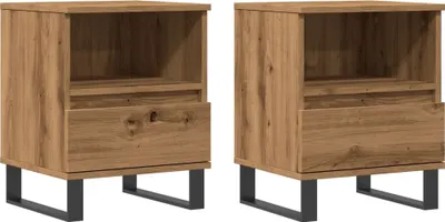 Produktbild von Nachttische 2 Stk. Artisan-Eiche 40x35x50 cm Holzwerkstoff