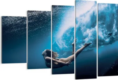 Produktbild von Bild auf Leinwand - Leinwandbild - 5 Teile - Tauchen Frau Wellen - 150x100cm - Wand Bild - Wanddeko - Wandbilder - Leinwanddruck - Bilder - Wanddekoration - Leinwand bilder - Wandbild - EG150x100-4599