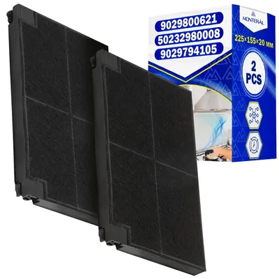 2 Aktivkohlefilter 225x155x20 mm für Dunstabzugshauben
