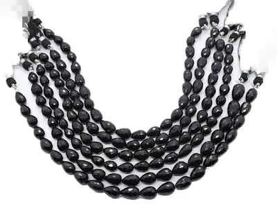 Image de Fils de perles en pierres précieuses noires pour la création de bijoux