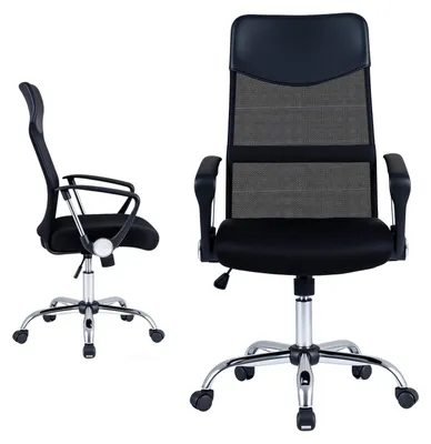 Obrázok produktu pre KOMFOTTEU Ergonomická kancelárska stolička, výškovo nastaviteľná stolička s operadlom zo sieťoviny, podrúčkami a sedadlom s penovou výplňou, herná stolička, otočná stolička s funkcia naklápania pre pracovne a kancelárie, nosnosť až 150 kg